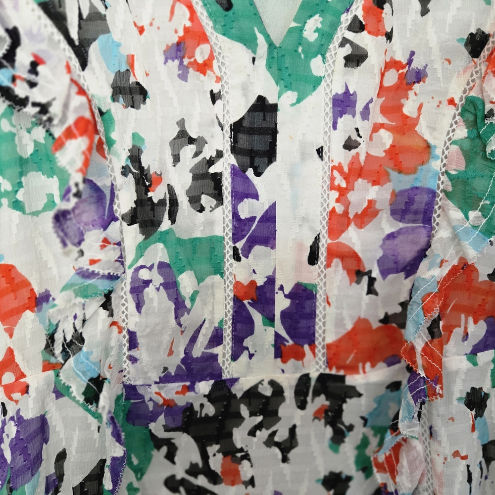 Tanya Taylor Coloful Floral Ruffle Dress Size 2 - Picture 5 of 16